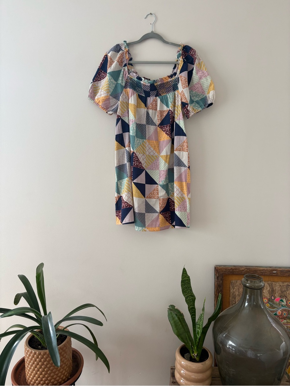 a.n.a. Geometric Patchwork babydoll dress - Multicolor